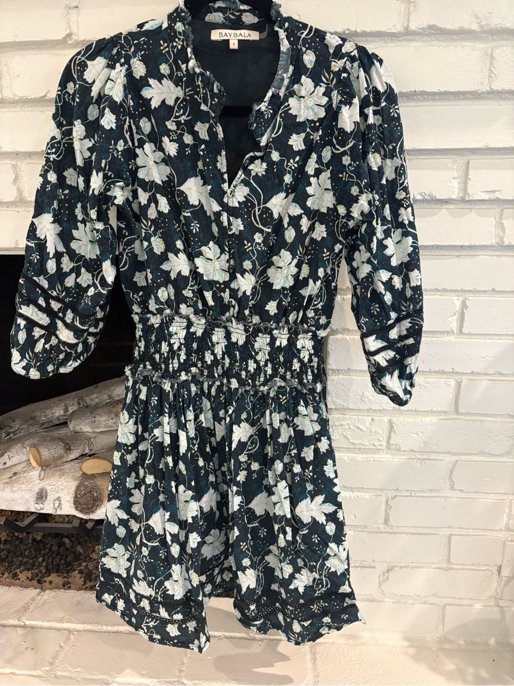 Baybala Teal Floral Smocked Mini Dress